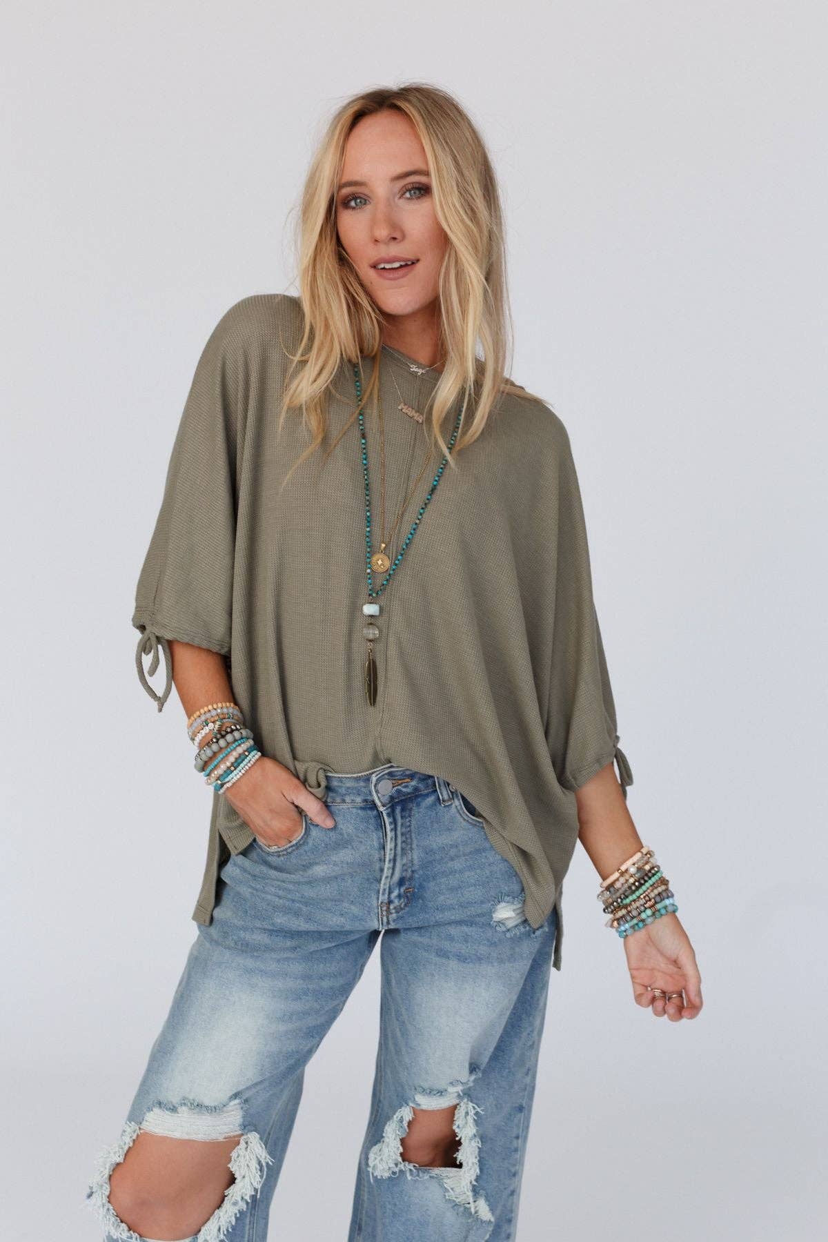 Puff Sleeve Tee - Olive