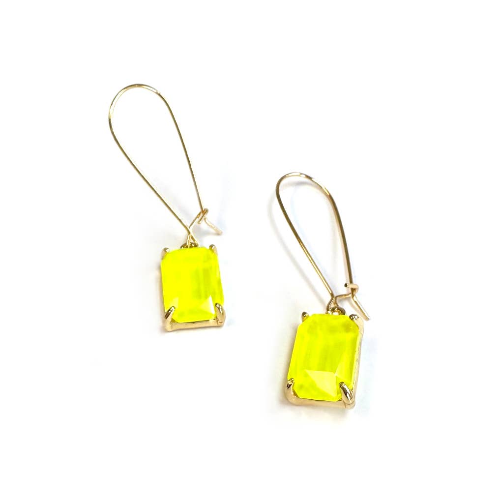 Midi Rectangle Glass Bead with Kidney Wire Dangle Earrings