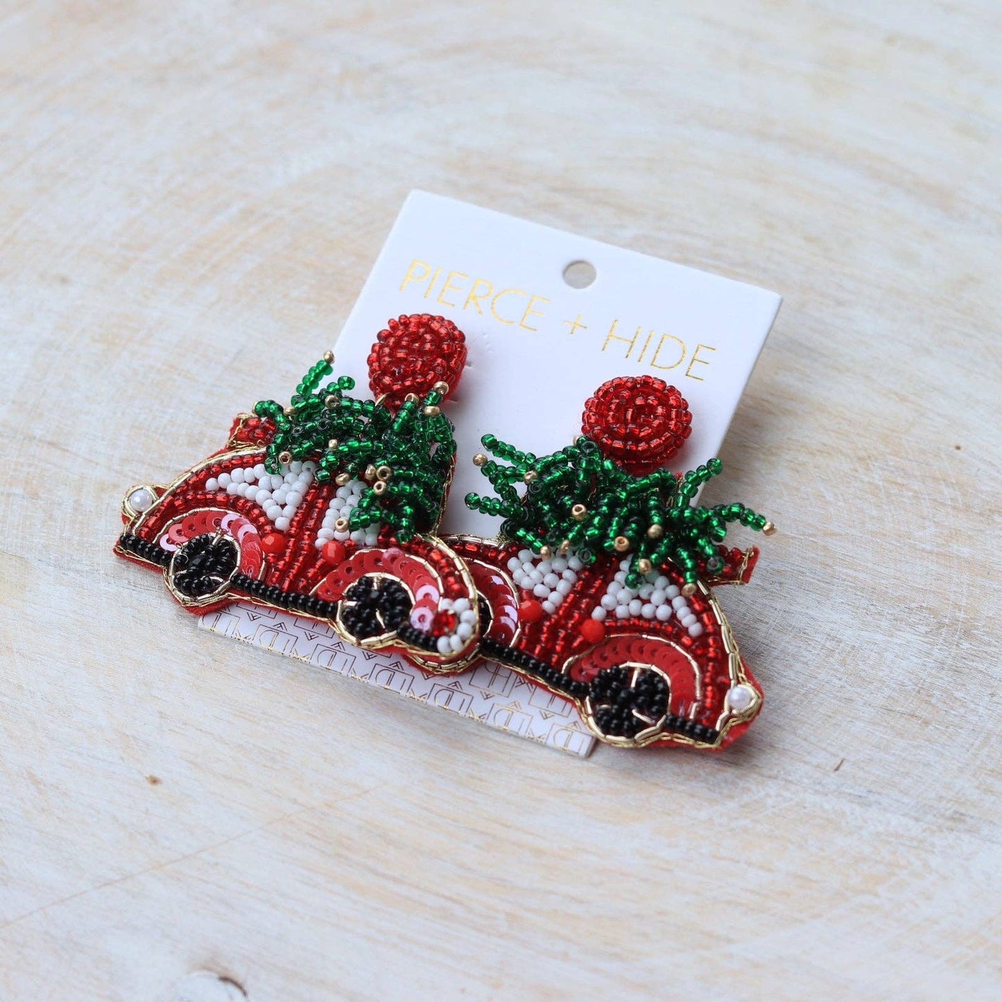 Beaded Christmas Tree Car Earring