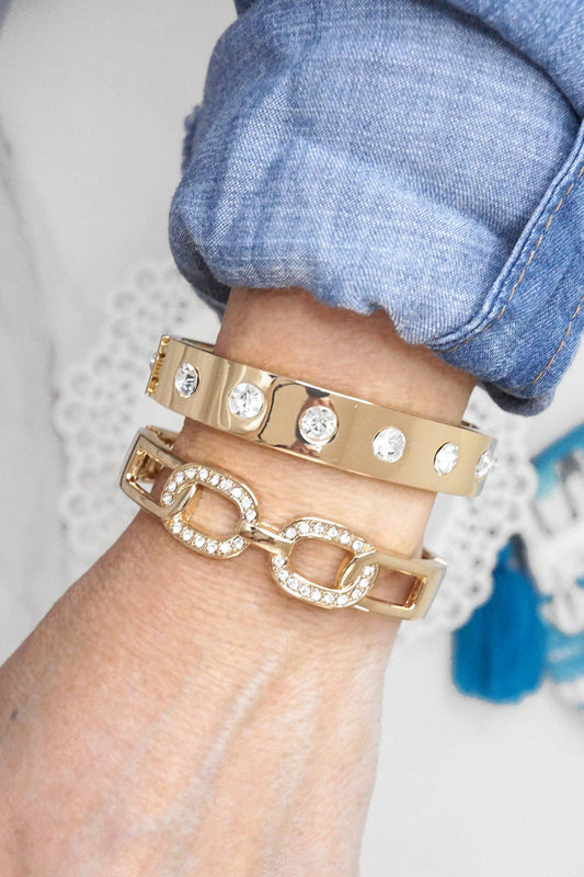 Sparkly Bangles hinge Gold Crystals