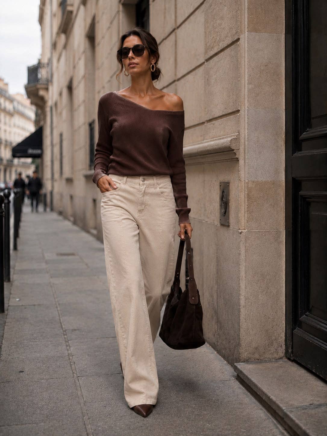 Khaki Wide Leg Sculpting Pants