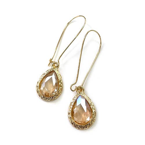 Teardrop Glass Crystal Bead with Kidney Wire Earrings