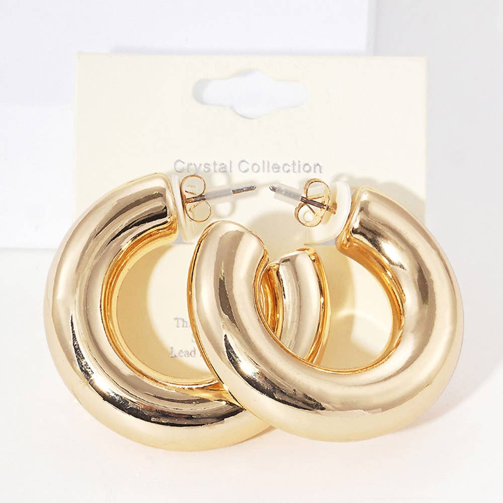 Modern Minimalist Thick Open Hoop Earrings