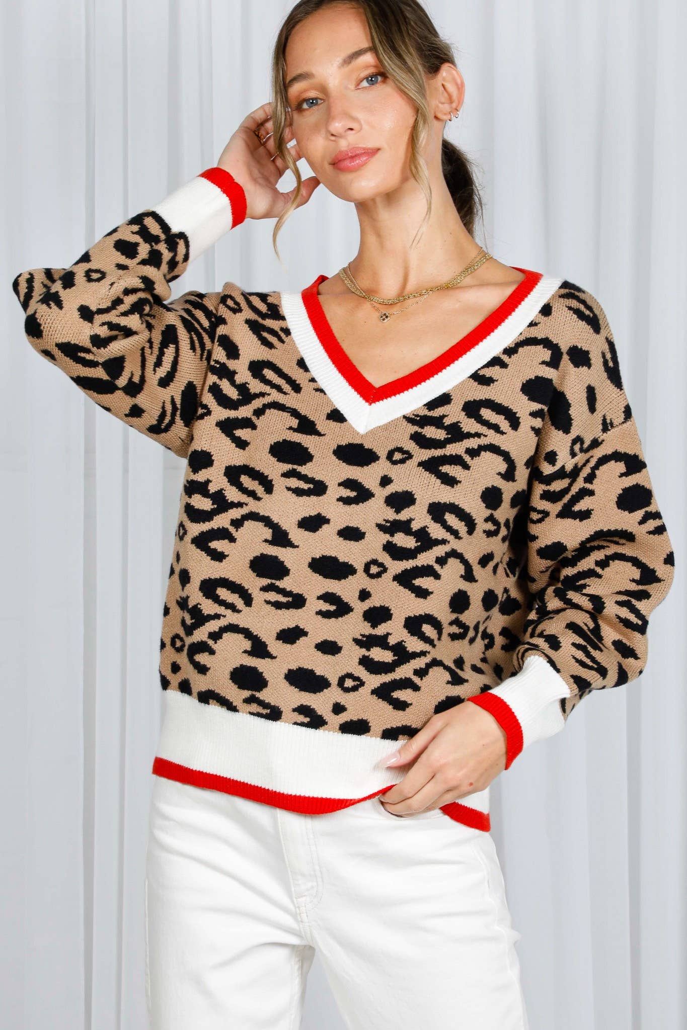 Leopard V-Neck Sweater