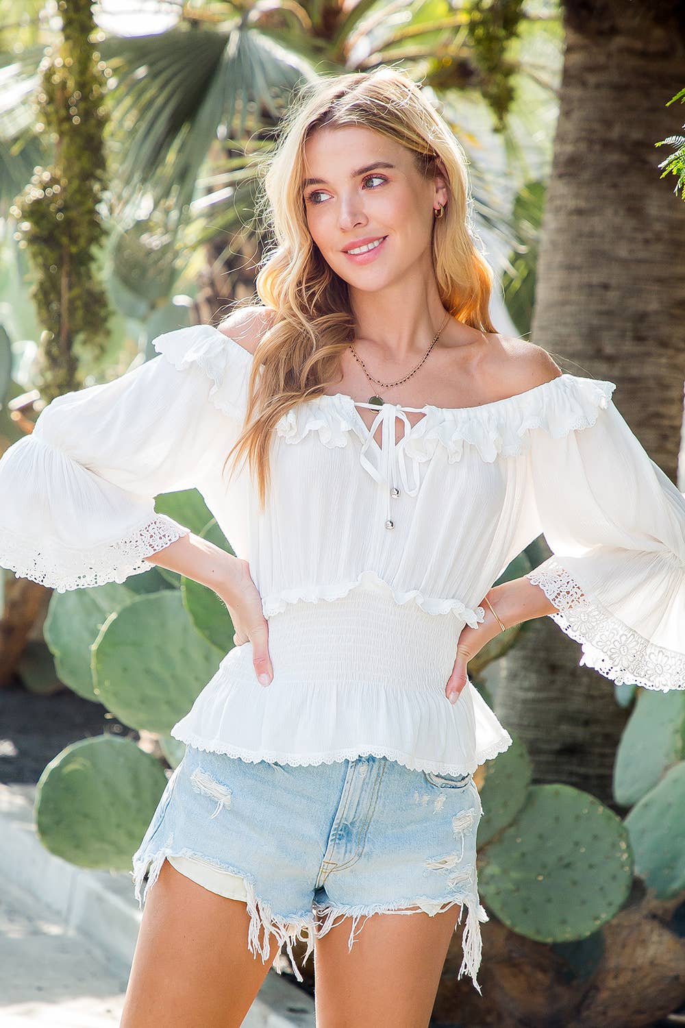 LACE TRIM BOHO BLOUSE