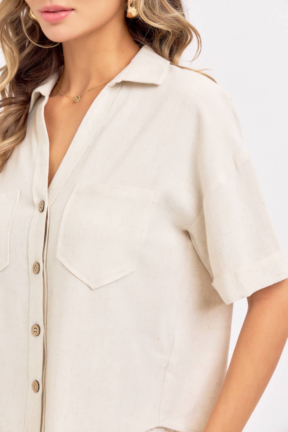 Linen Casual Button Top