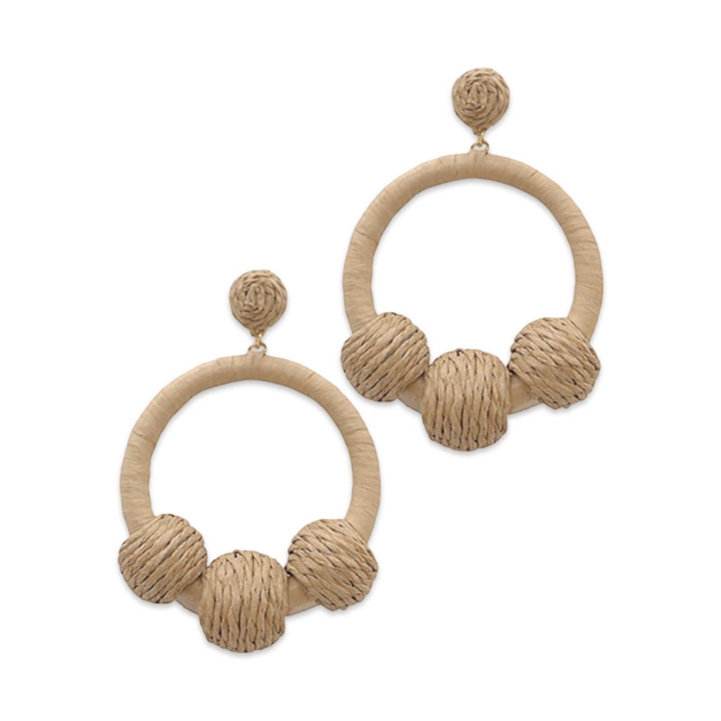 Natural Raffia Wrapped Ball Hoop