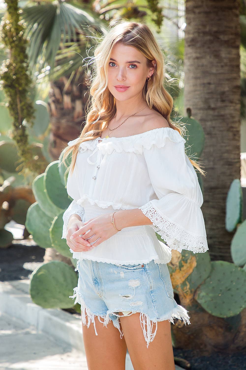 LACE TRIM BOHO BLOUSE