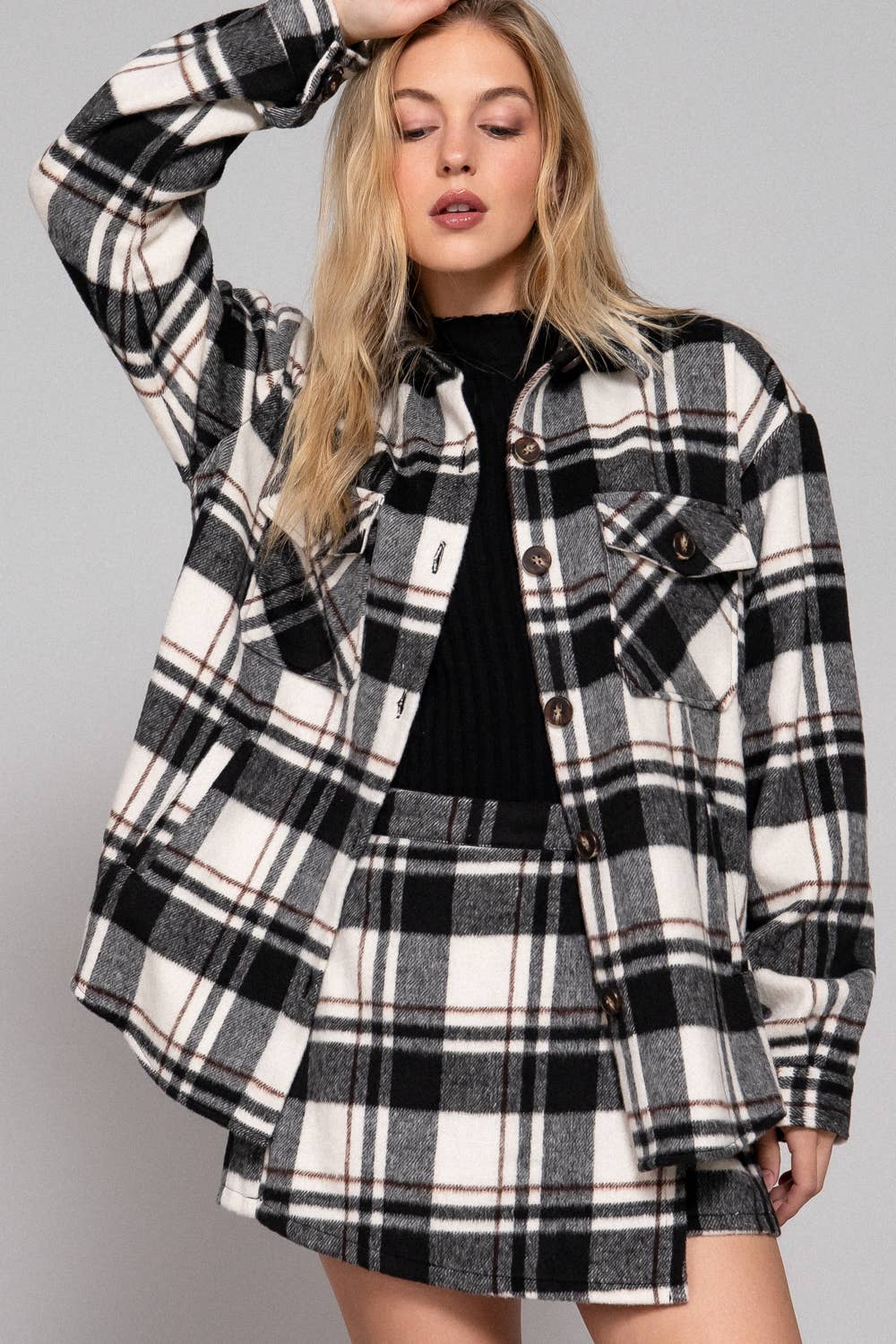 Wool Blend Plaid Jacket