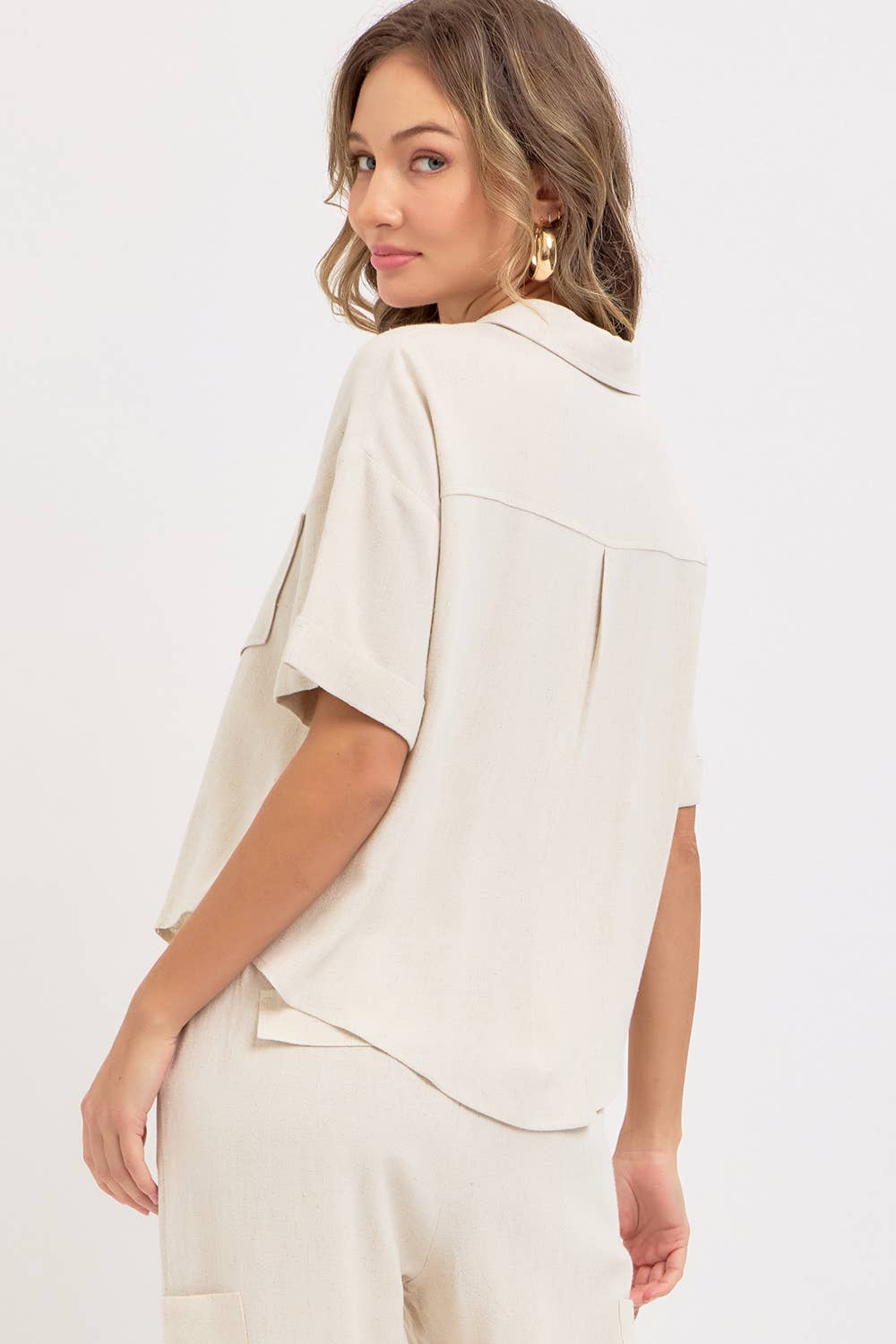 Linen Casual Button Top