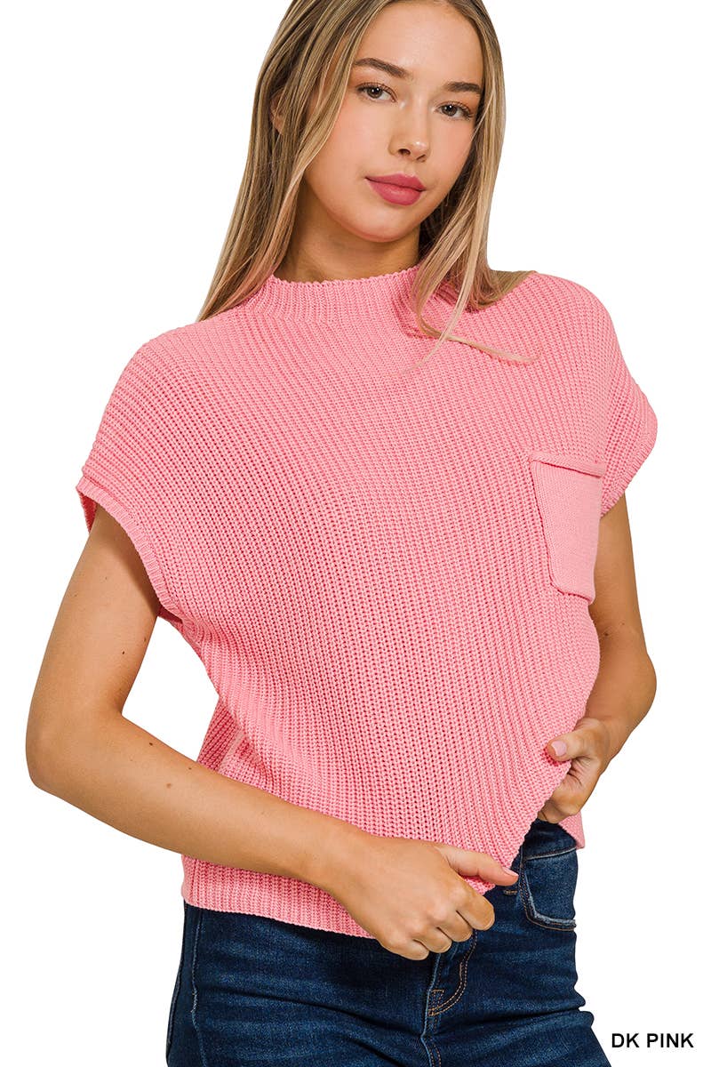 Pnk  Short Sleeve Crop Sweater