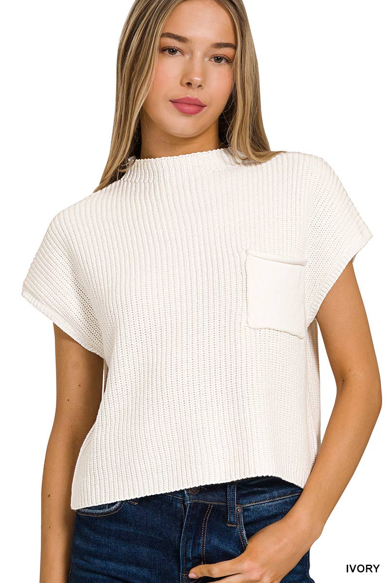 Pnk  Short Sleeve Crop Sweater
