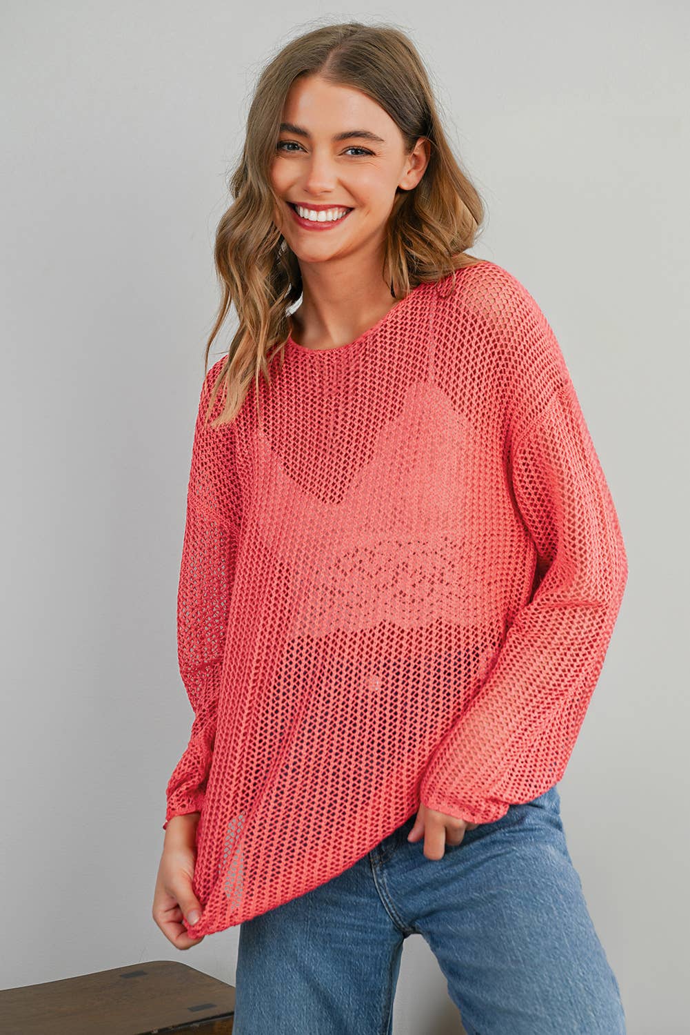 Crochet Hollow-Out Long Sleeve Sweater
