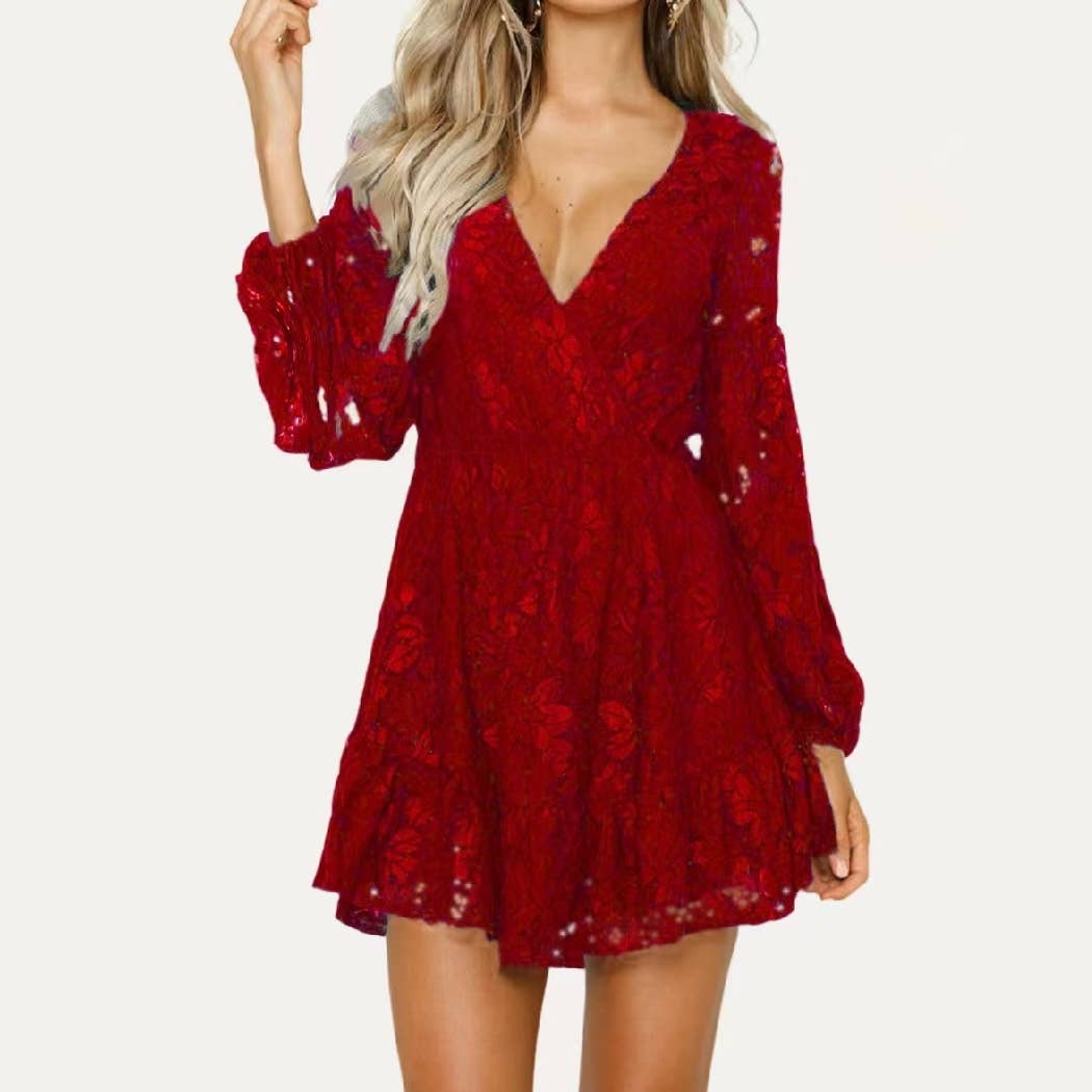 Lady Grace Green Long Sleeve Mini Dress