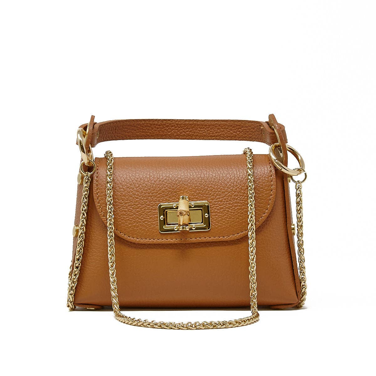 GF1075 GENUINE ITALIAN LEATHER  BAMBOO CLASP, CROSSBODY BAG
