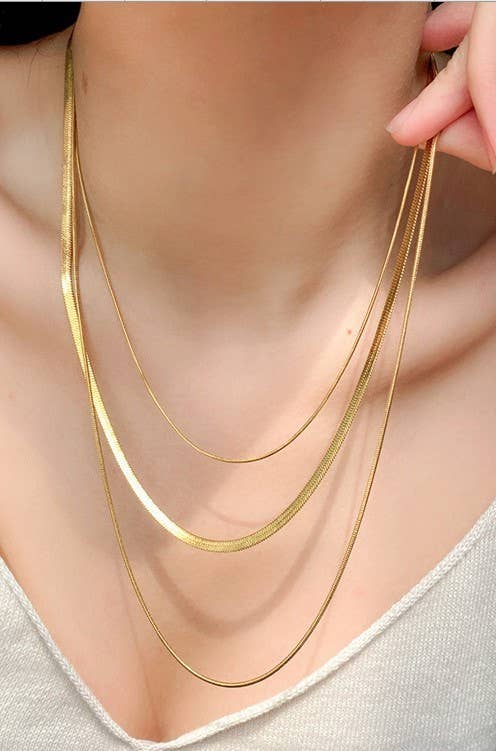 Titanium Steel-non tarnish Gold layered Necklace
