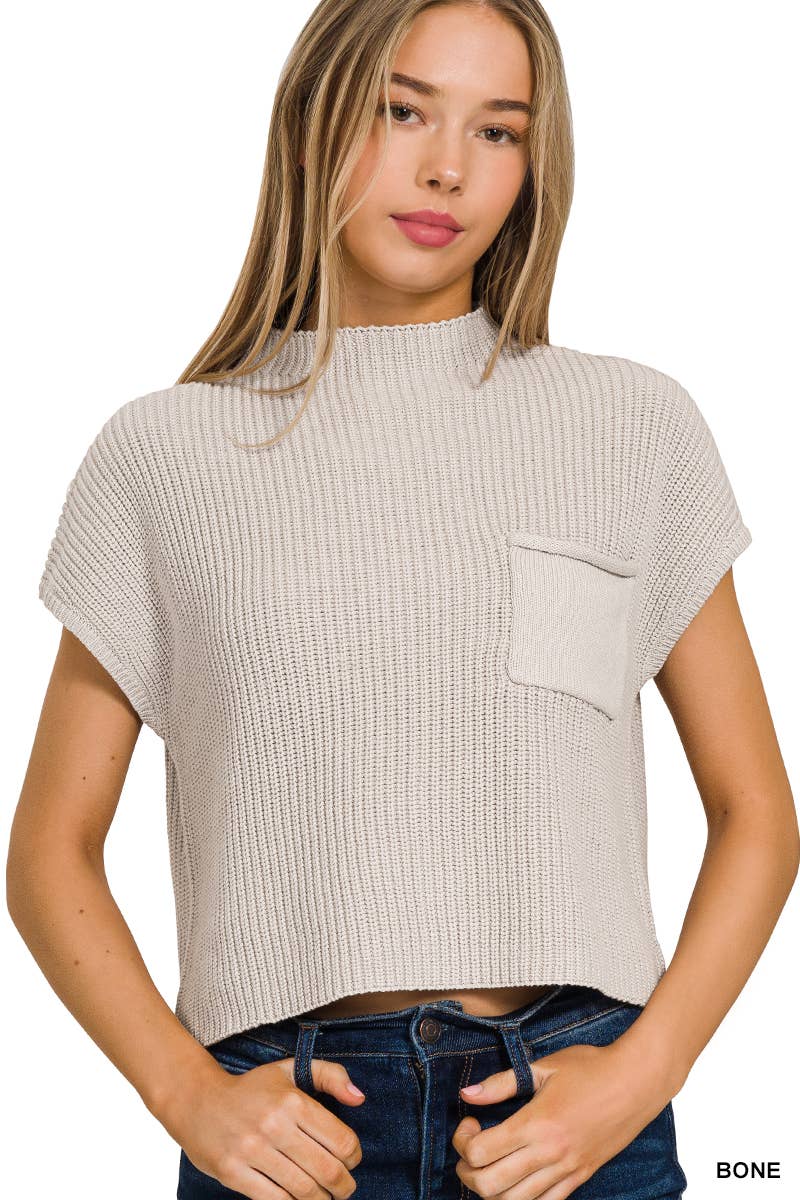Pnk  Short Sleeve Crop Sweater