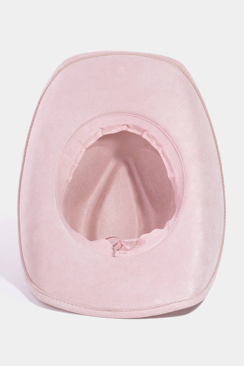 Ribbon Bow Pearl Chain Cowboy Hat