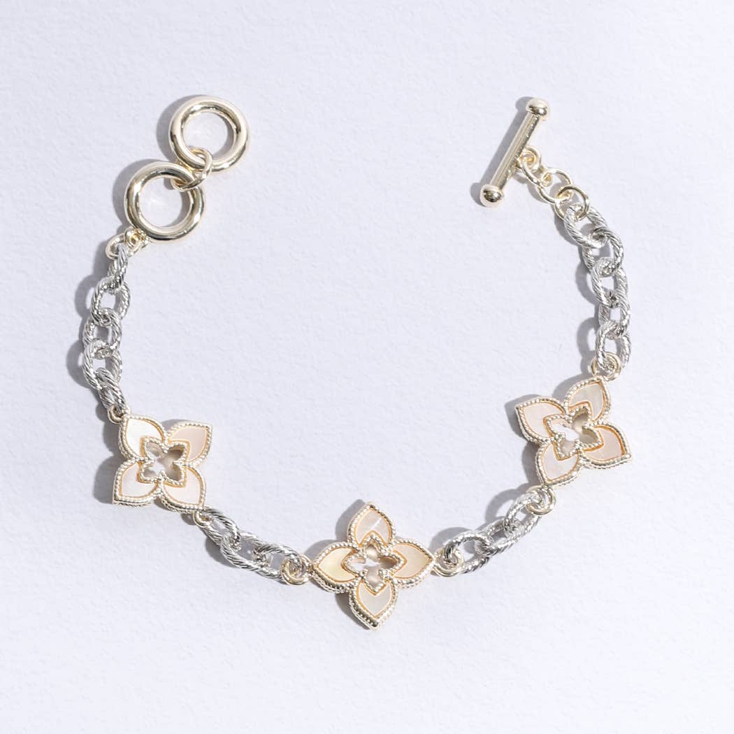 3 Clover Pave Clover Mop Link Bracelet