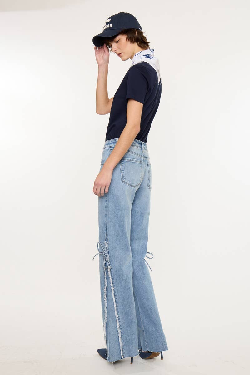 Flare Frayed Bow Jeans
