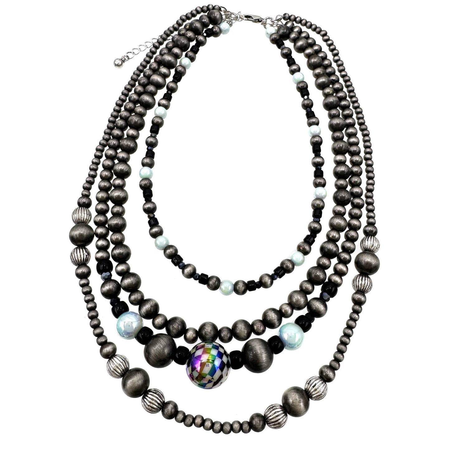 Checkered Ball Four Strand Navajo Bead Necklace