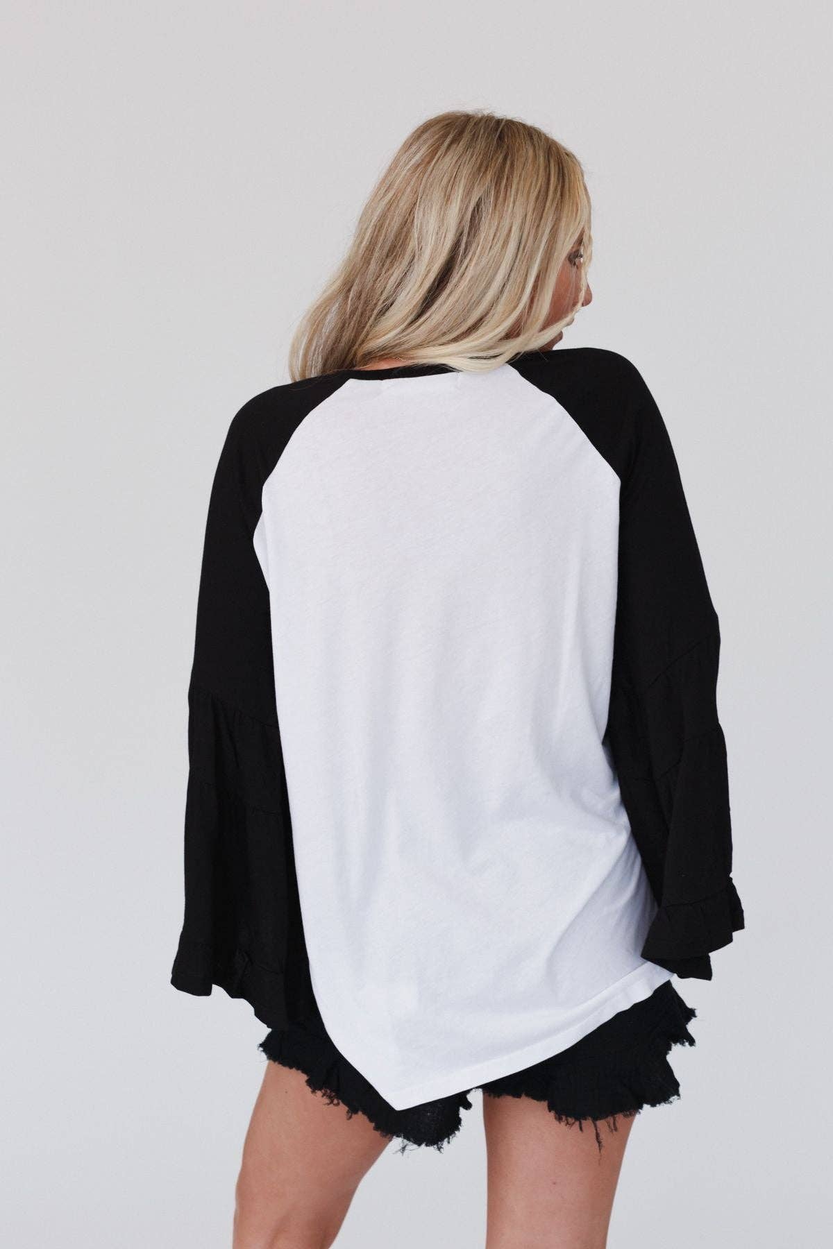 Black Bell Sleeve Baseball Tee