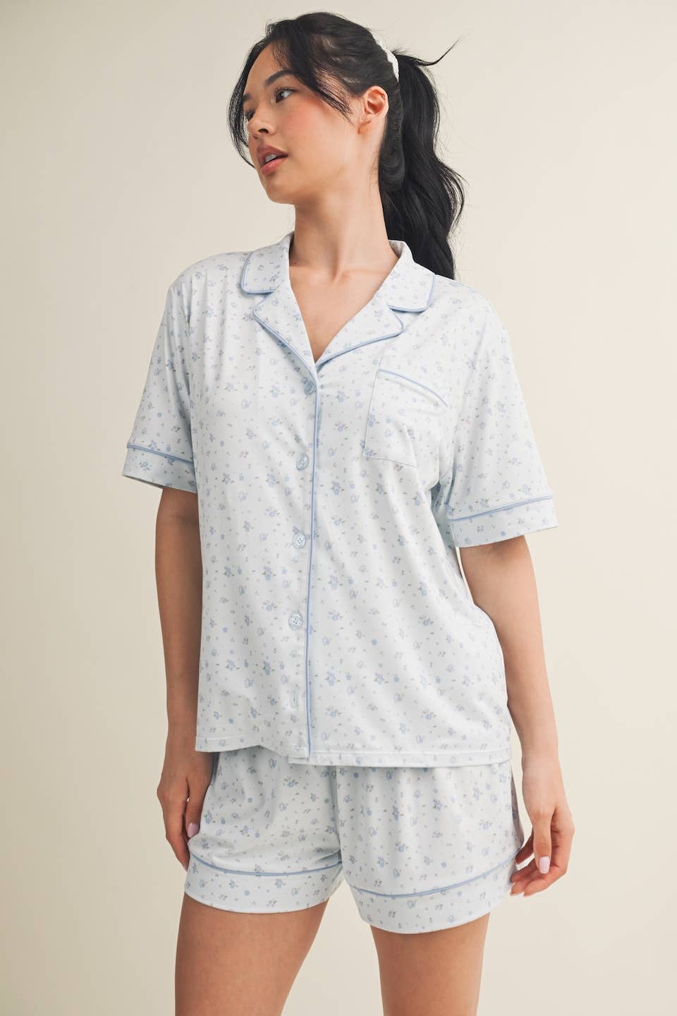 Pink Ditsy Print Pajama Set
