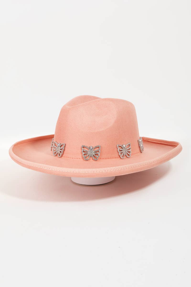 Pave Butterflies Fedora Hat