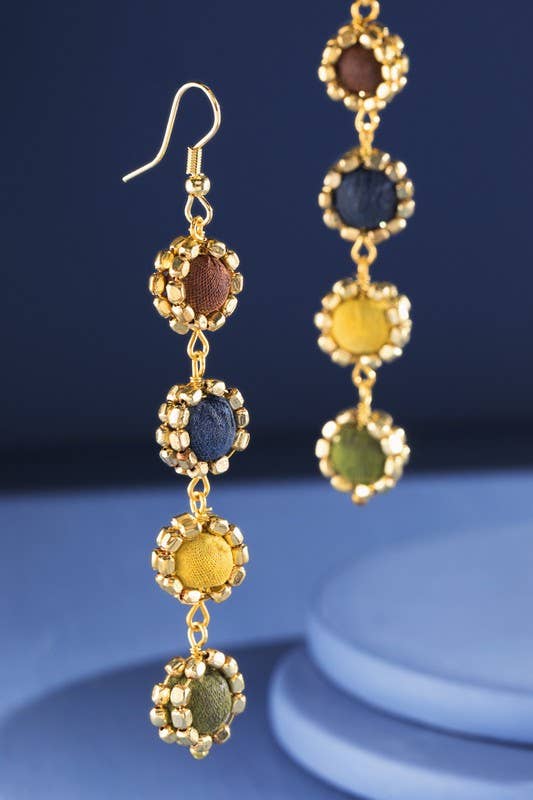 Cotton Bead Dangle Earrings