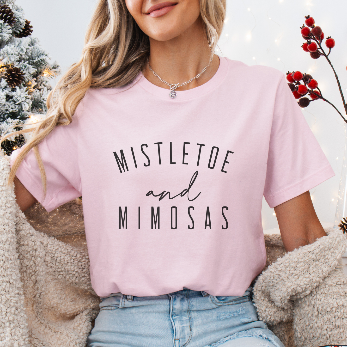 Mistletoe and Mimosas Women's Christmas Tee