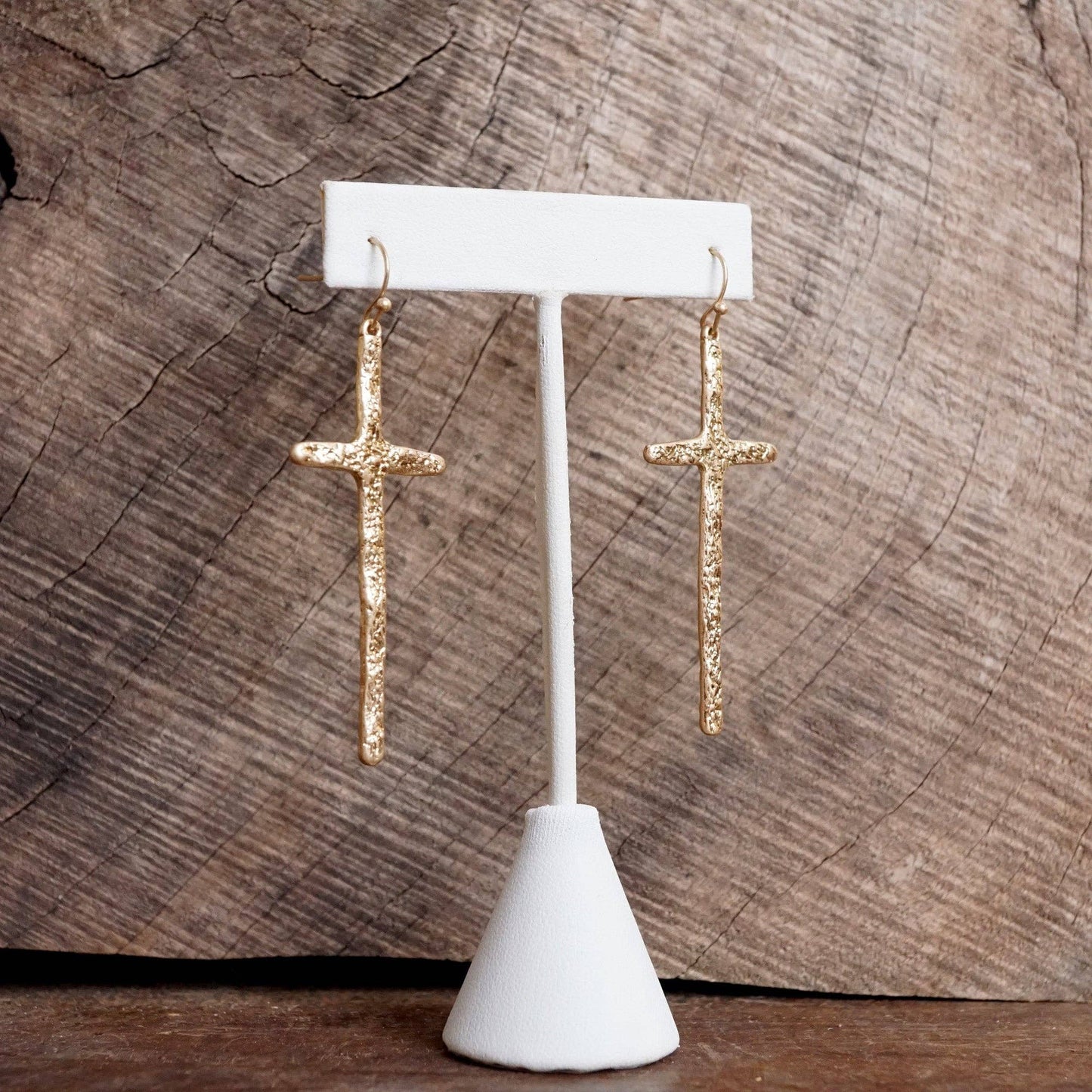 Cross Earrings worn Gold