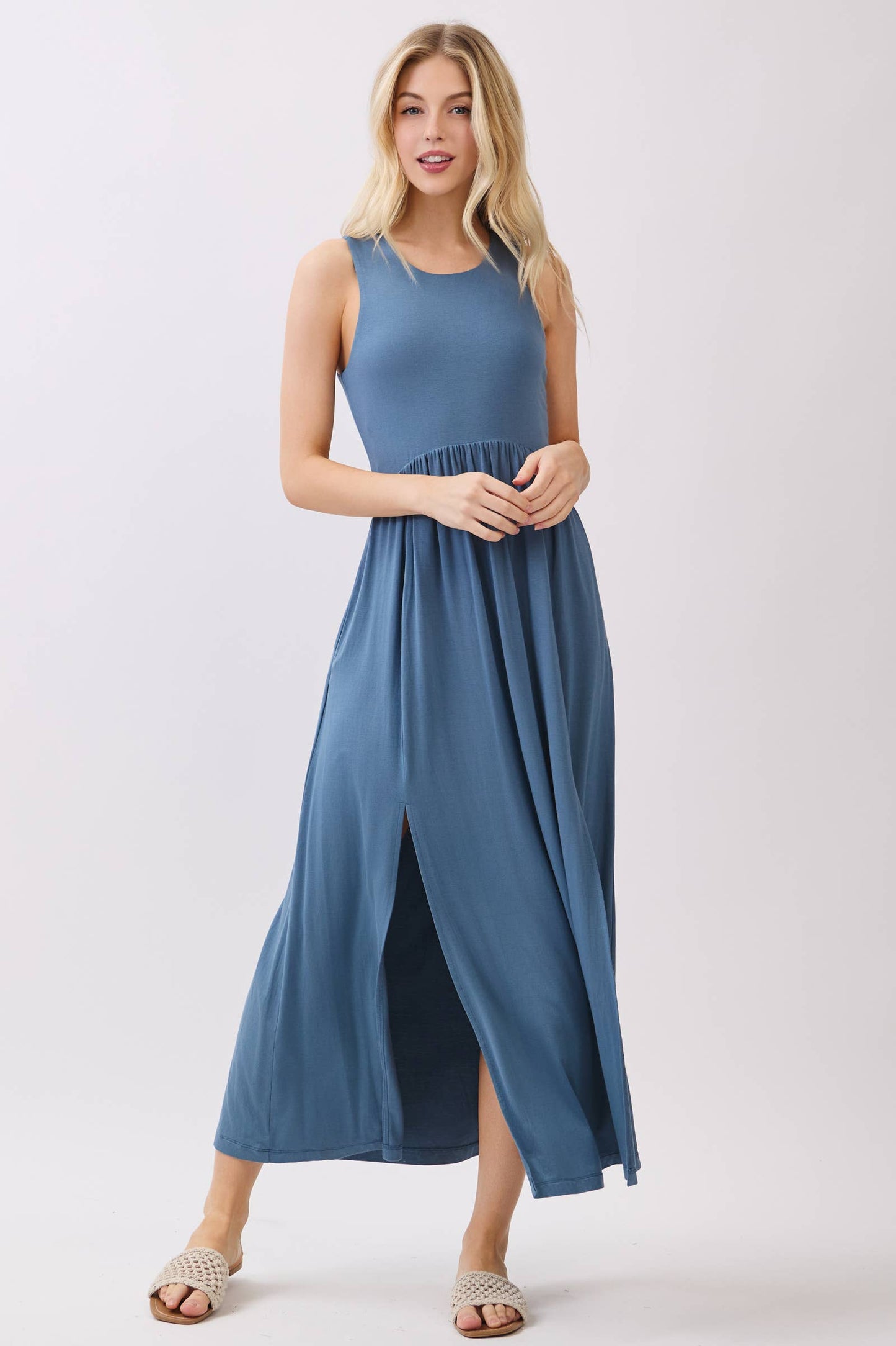 Black Midi Dress with Front Slits