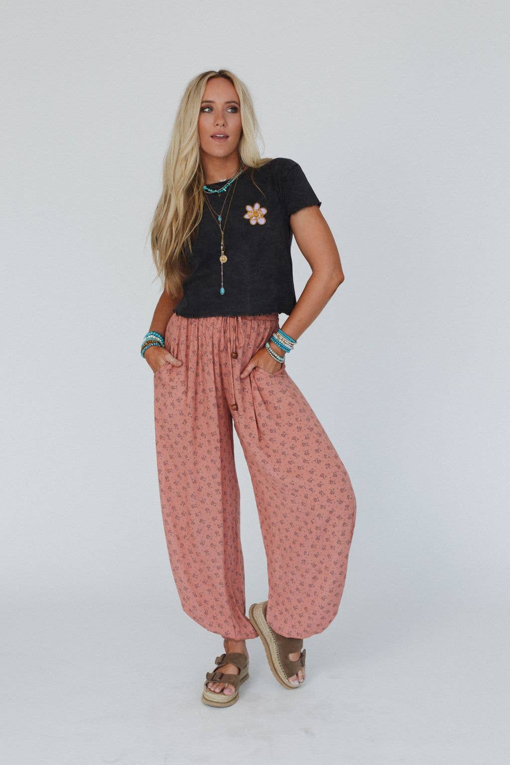 Emberlyn Wide Leg Cinched Pants - Clay