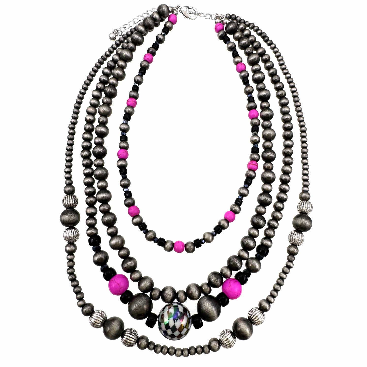 Checkered Ball Four Strand Navajo Bead Necklace