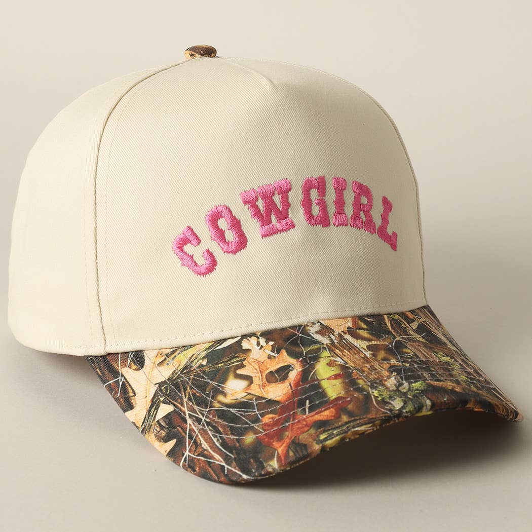 COWGIRL Lettering Embroidery Camo Cap
