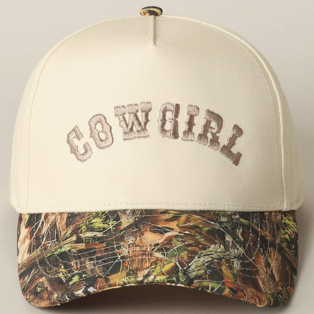 COWGIRL Lettering Embroidery Camo Cap
