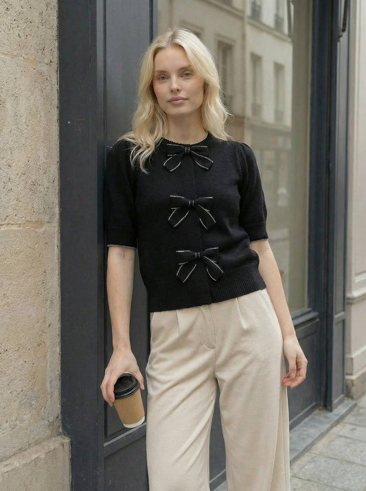 Bow Accent Sweater Top