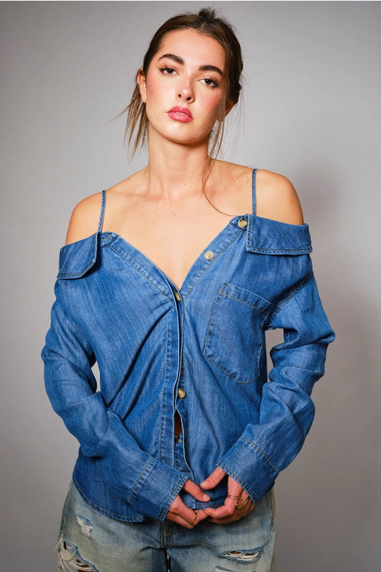 Off Shoulder Denim Top