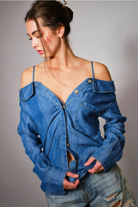 Off Shoulder Denim Top