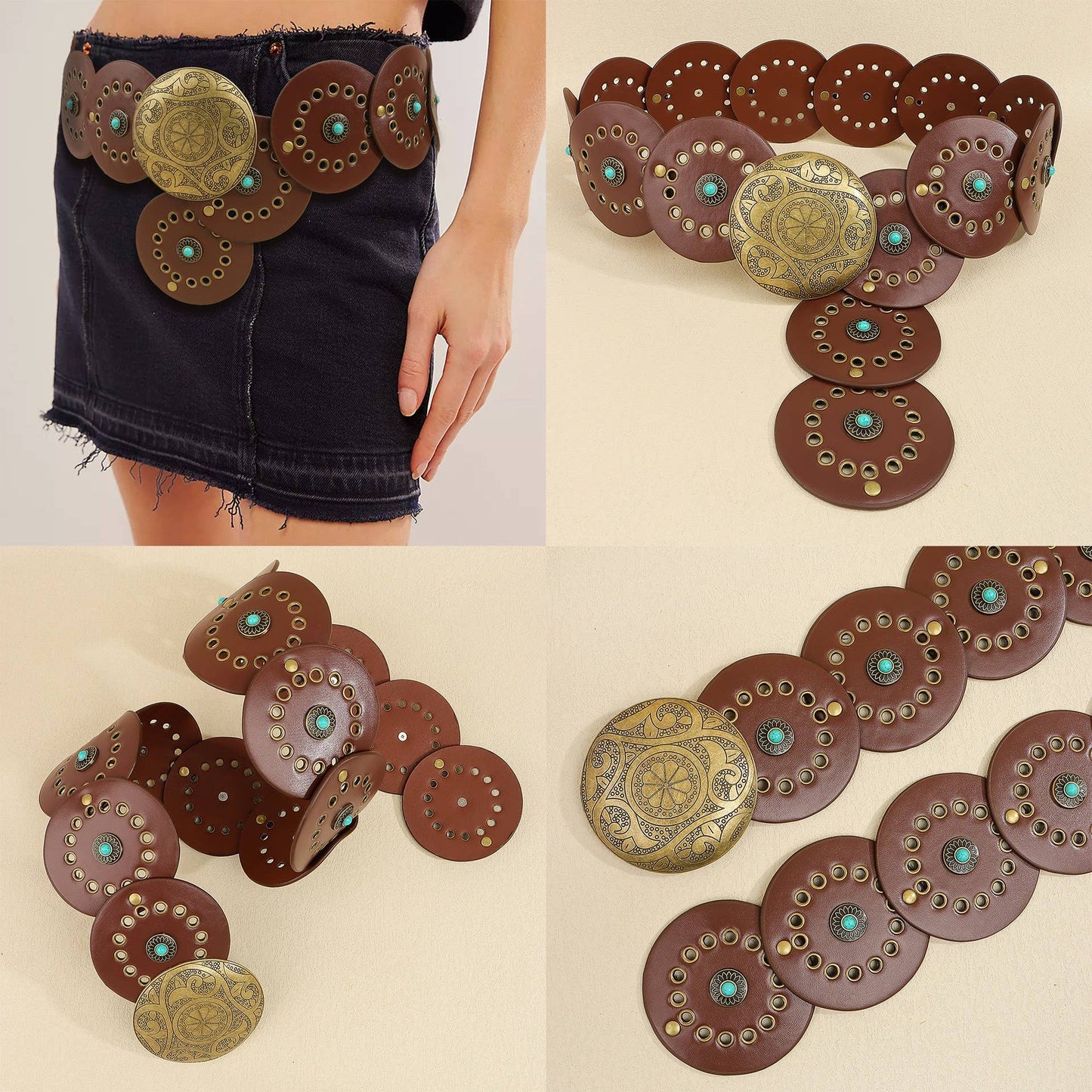 Studded Circular Western Belt
