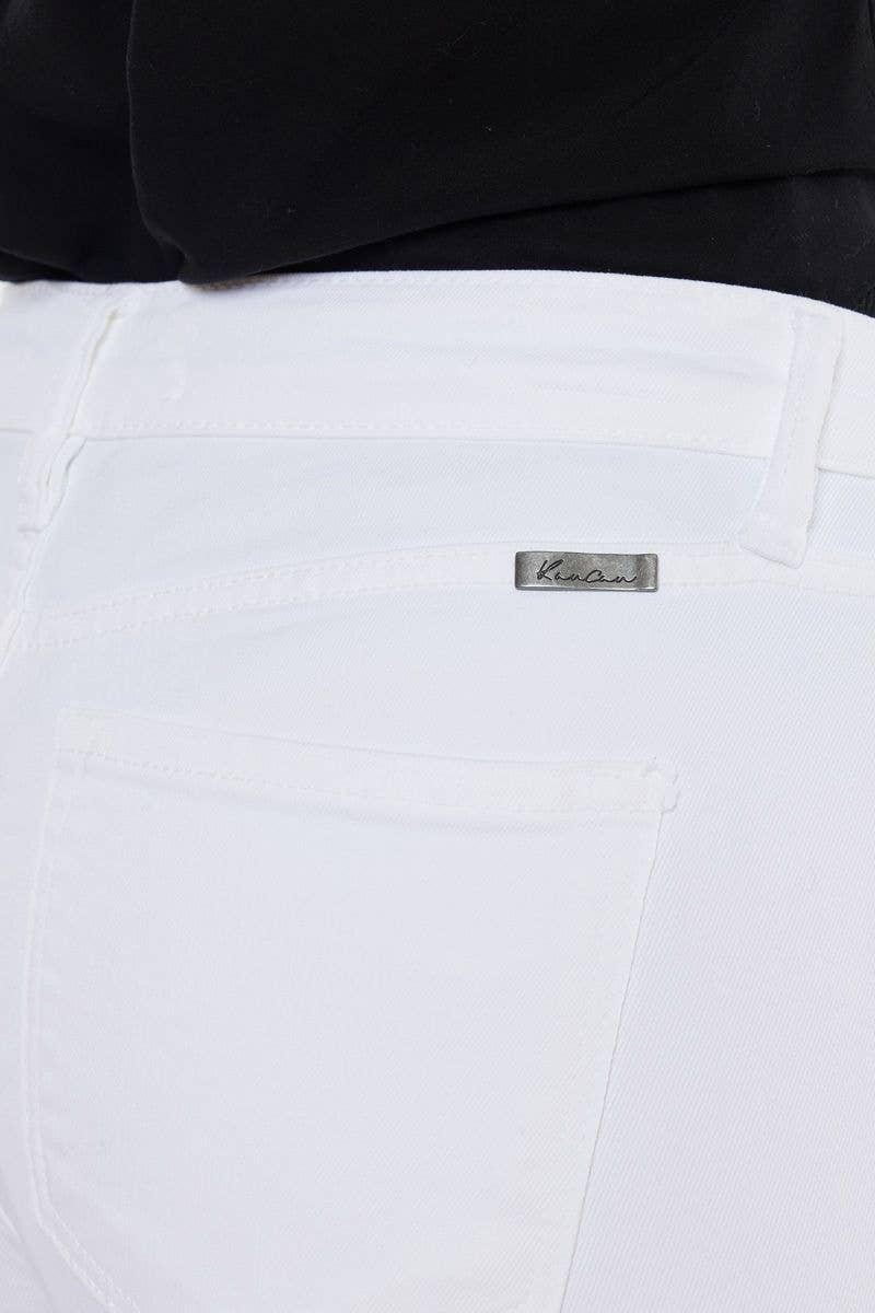 White Stretchy Raw Fringe Hem Jean
