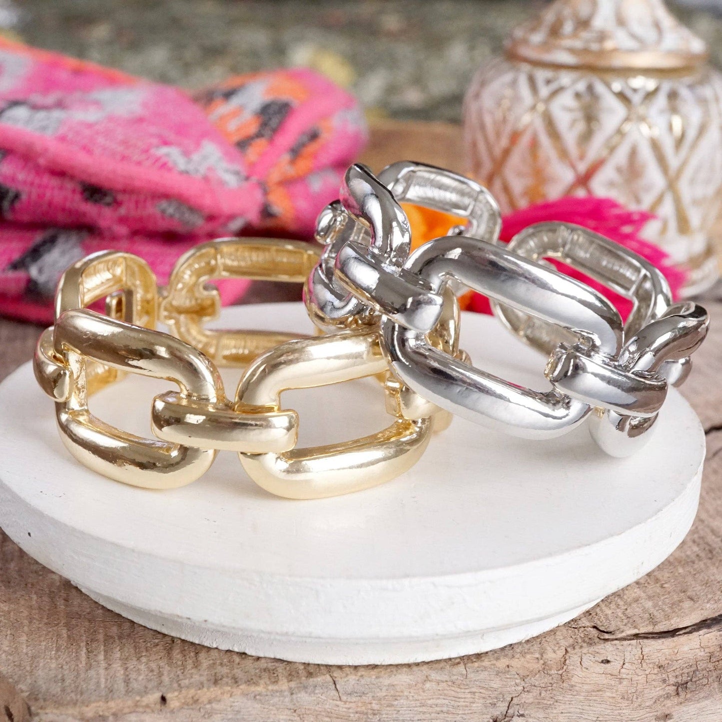 Chunky Chain Statement  Bangle Bracelet in gold