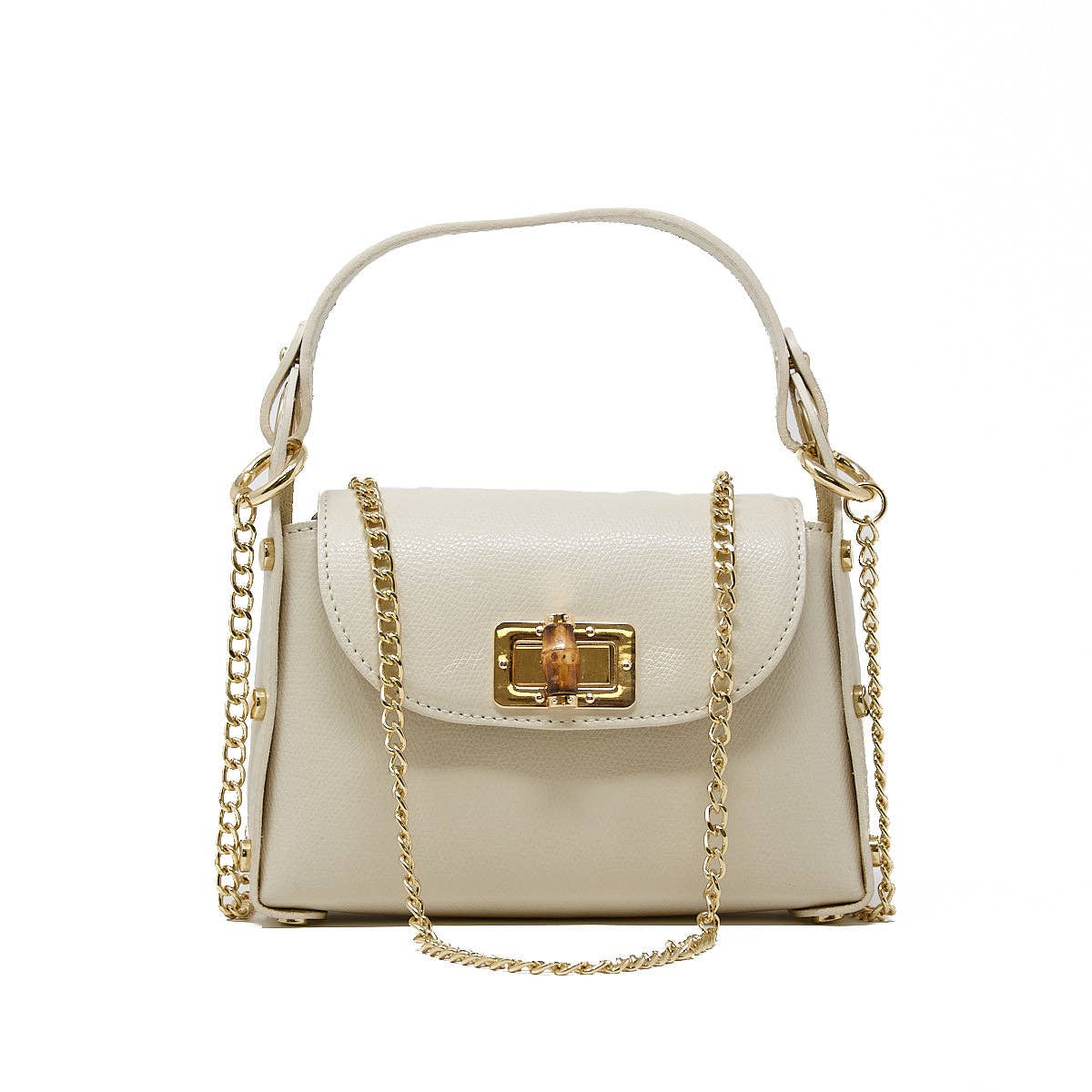 GF1075 GENUINE ITALIAN LEATHER  BAMBOO CLASP, CROSSBODY BAG