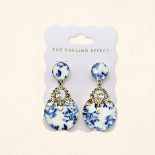 Blue Chinoiserie Flair Earrings