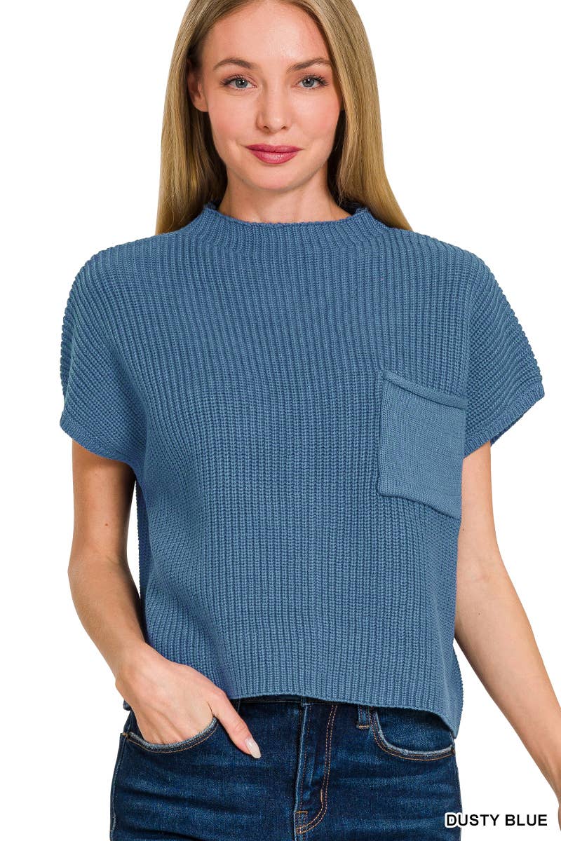 Pnk  Short Sleeve Crop Sweater