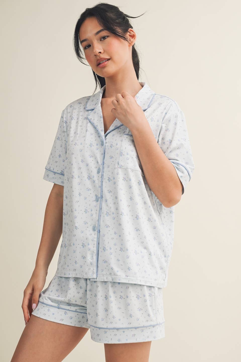 Pink Ditsy Print Pajama Set