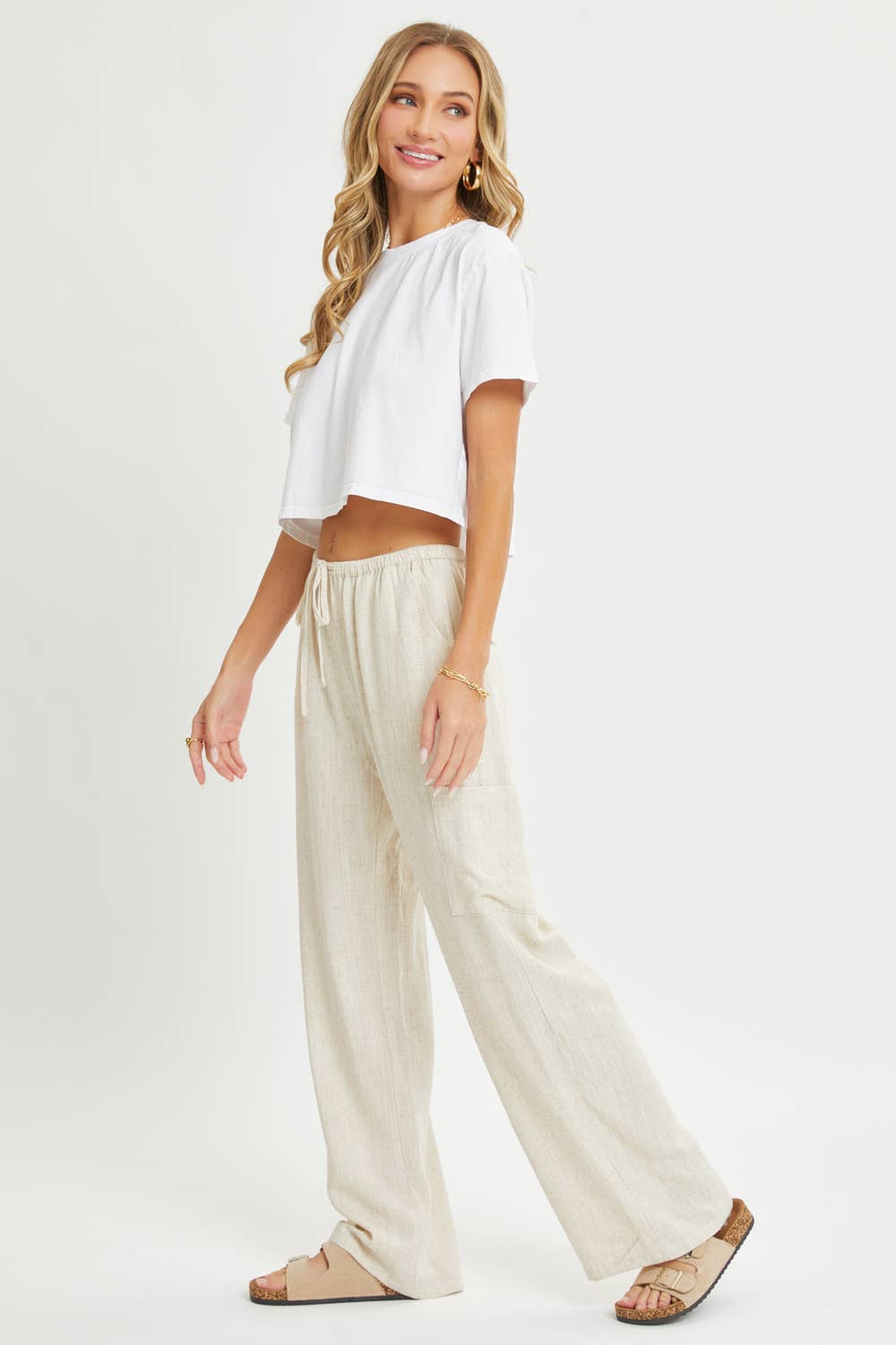 Linen Draw-String Pants w Pockets