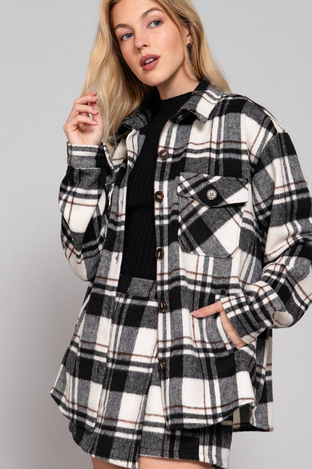 Wool Blend Plaid Jacket