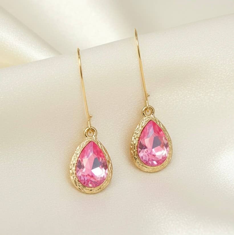 Teardrop Glass Crystal Bead with Kidney Wire Earrings