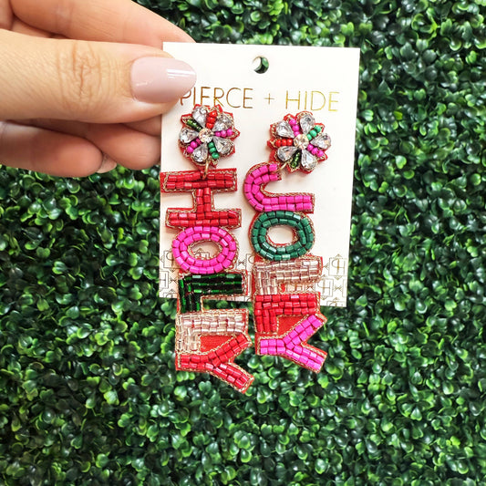Custom Beaded Holly Jolly Earrings